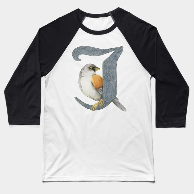 Avian Alphabet J - Yellow-eyed junco Baseball T-Shirt by hnewmanart